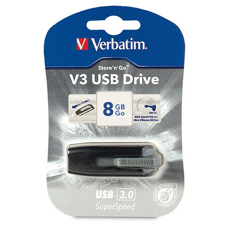 Verbatim Verbatim 8GB USB 3.0 Store 'n' Go V3 Flash Drive - Black 49171